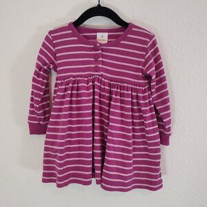 Hanna Andersson 80 18 24 Months Dress Long Sleeve Purple Stripes Winter Fall